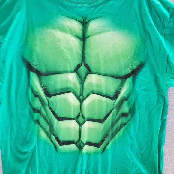 Marvel x Hanes Men T-Shirt 2XL Green Graphic Hulk Abs Muscles Short Sleeve‎ Tee - Picture 7 of 7